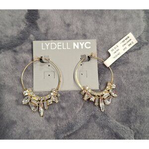 Lydell NYC Crystal Gold-Tone Hoop Earrings With Sparkling Stones-New